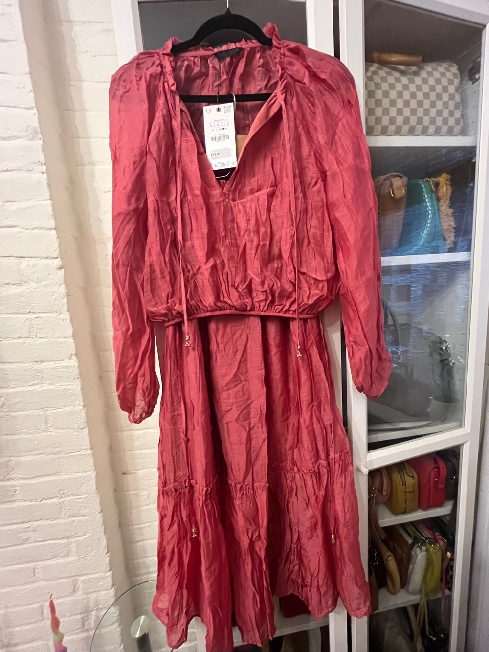 Zara 2-piece Coral Pink Long Sleeve Top and Tiered Skirt